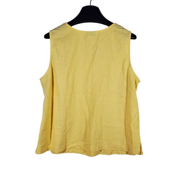 3pc Pant Set Pastel Yellow Linen Blend Casual-Suit Embroidered Floral VTG 90s - Picture 6 of 12